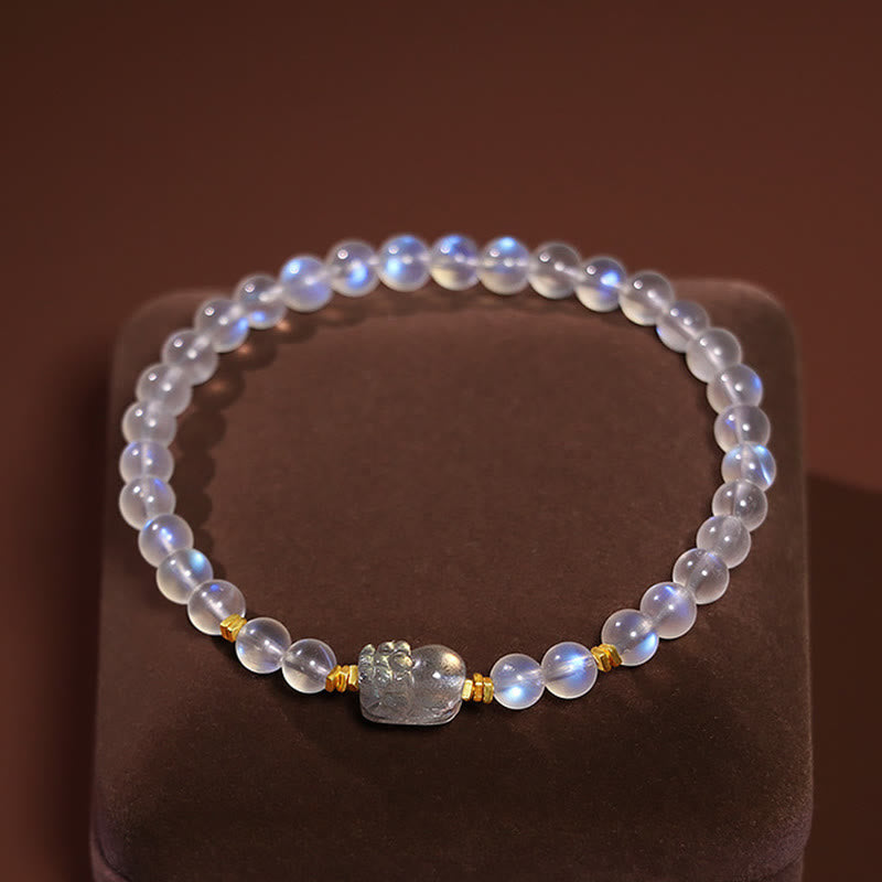 Bracelet de guérison en pierre de lune, amour et calme, argent 925 plaqué or