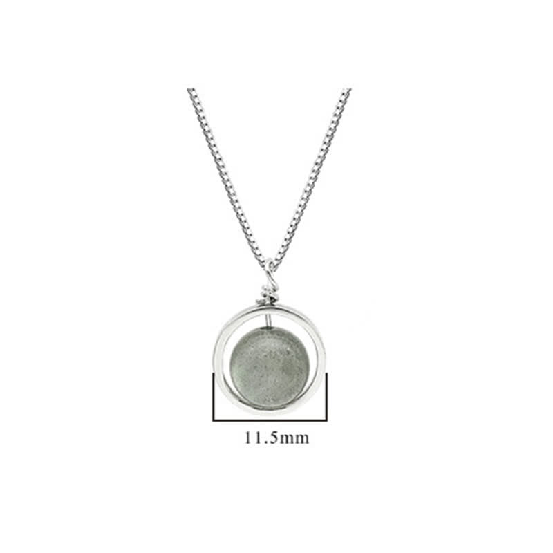 Collier pendentif pierre de lune en argent sterling 925 Love Planet rotatif