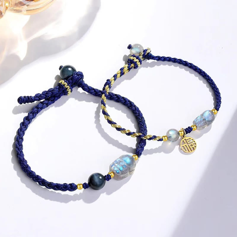 Bracelet couple Pixiu en pierre de lune pour la richesse et la protection