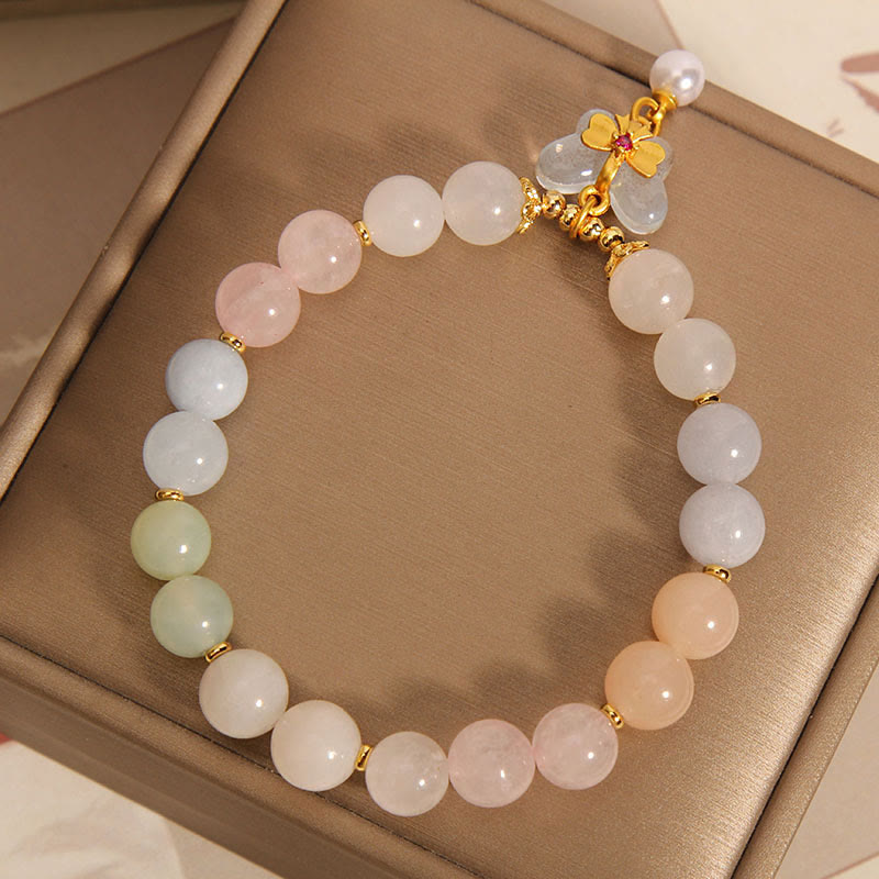 Bracelet spirituel à breloque papillon en morganite