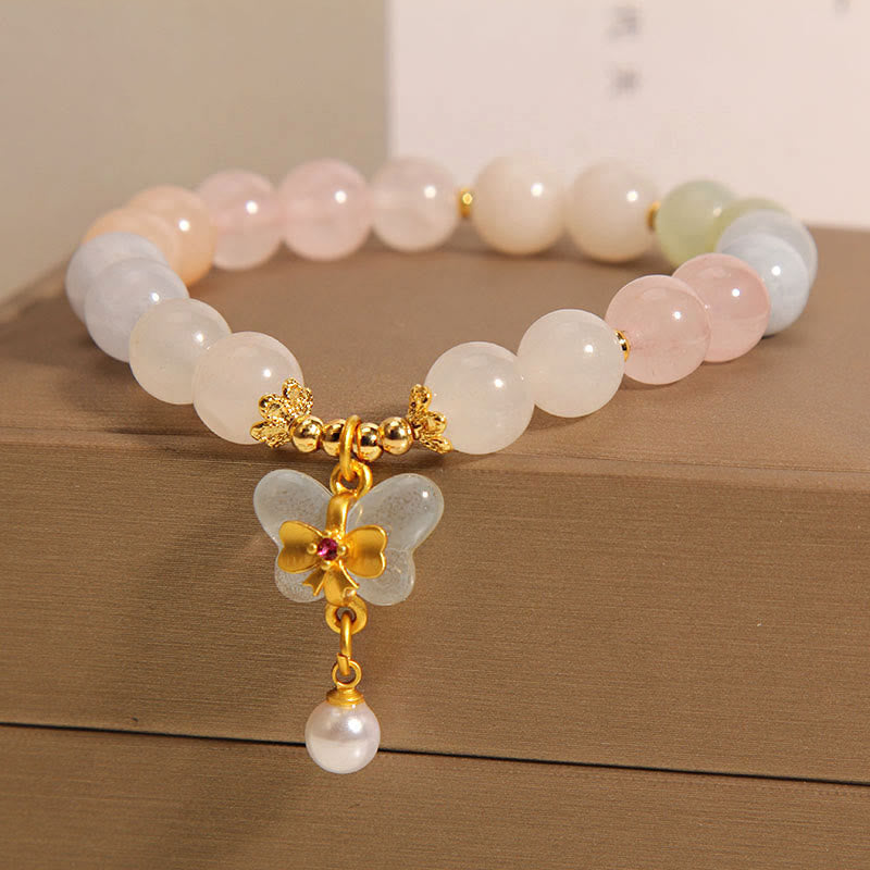 Bracelet spirituel à breloque papillon en morganite
