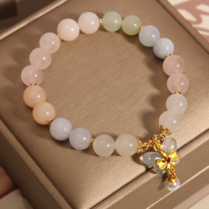 Bracelet spirituel à breloque papillon en morganite