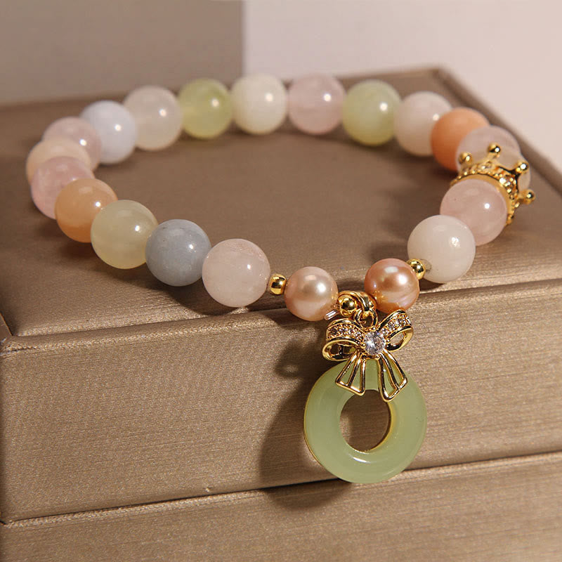 Bracelet en jade avec boucle de paix en morganite pour la confiance et le calme