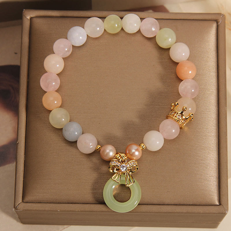 Bracelet en jade avec boucle de paix en morganite pour la confiance et le calme