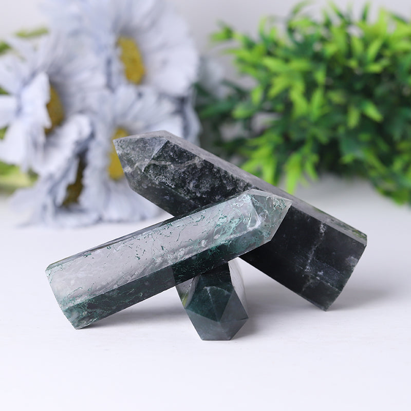 Moss Agate Crystal Tower 2.4-4.5 inch Healing Point