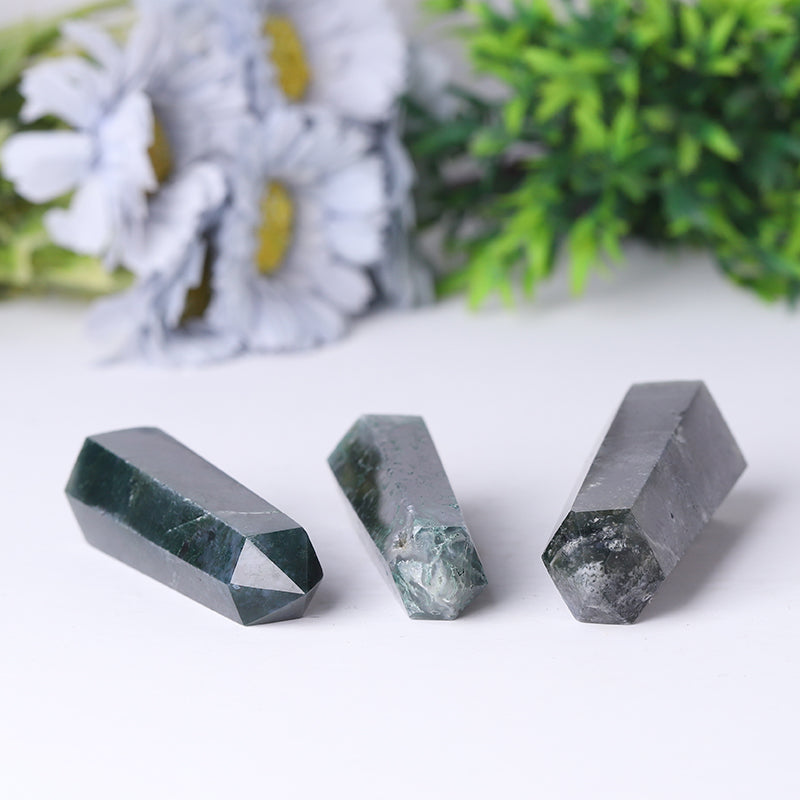 Moss Agate Crystal Tower 2.4-4.5 inch Healing Point