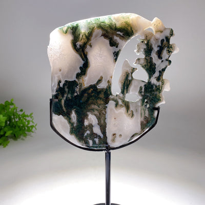 Figurine en cristal sculptée de 15 cm représentant un renard à neuf queues en agate mousse