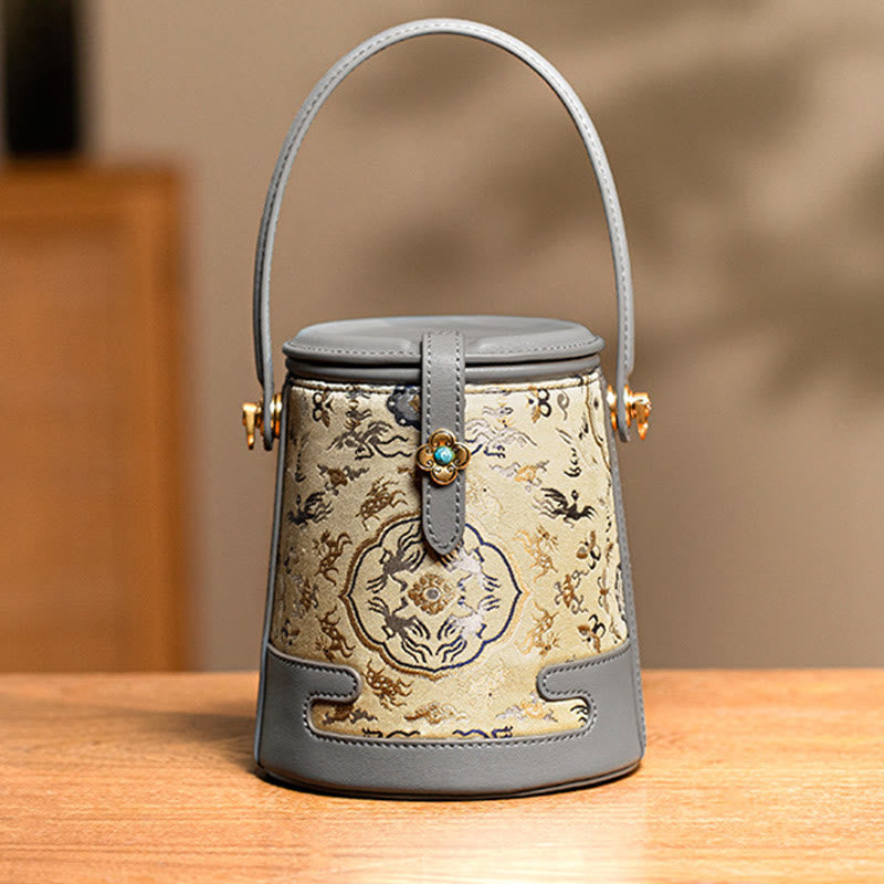 Sac bandoulière spirituel en soie de mûrier avec brocart grue et cerf