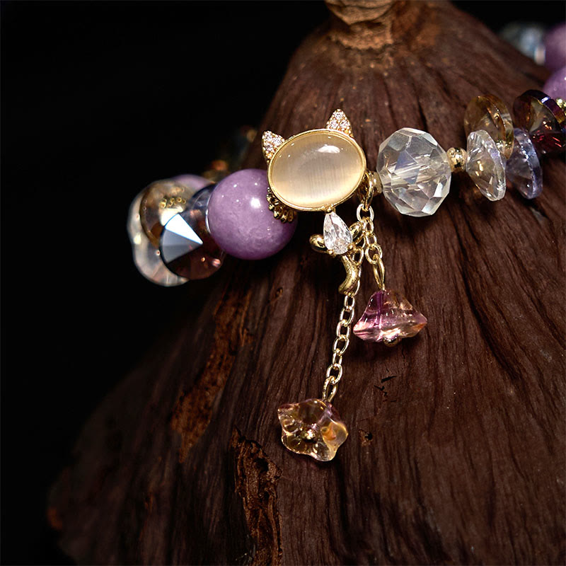 Bracelet d'équilibre chat multi-cristal