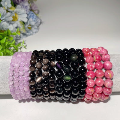 Bracelet en obsidienne multi-pierres précieuses 5-11 mm pour la guérison et la protection