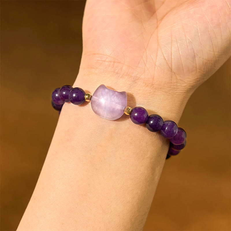 Bracelet tête de chat en cristal multi-pierres pour la guérison