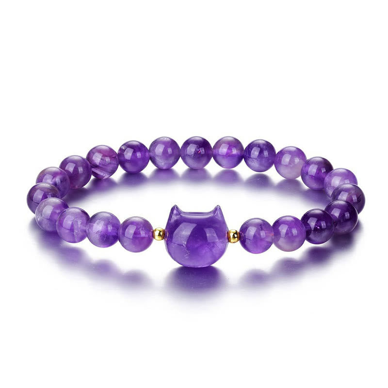 Bracelet tête de chat en cristal multi-pierres pour la guérison