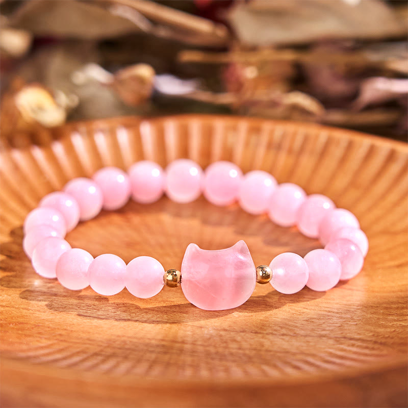 Bracelet tête de chat en cristal multi-pierres pour la guérison