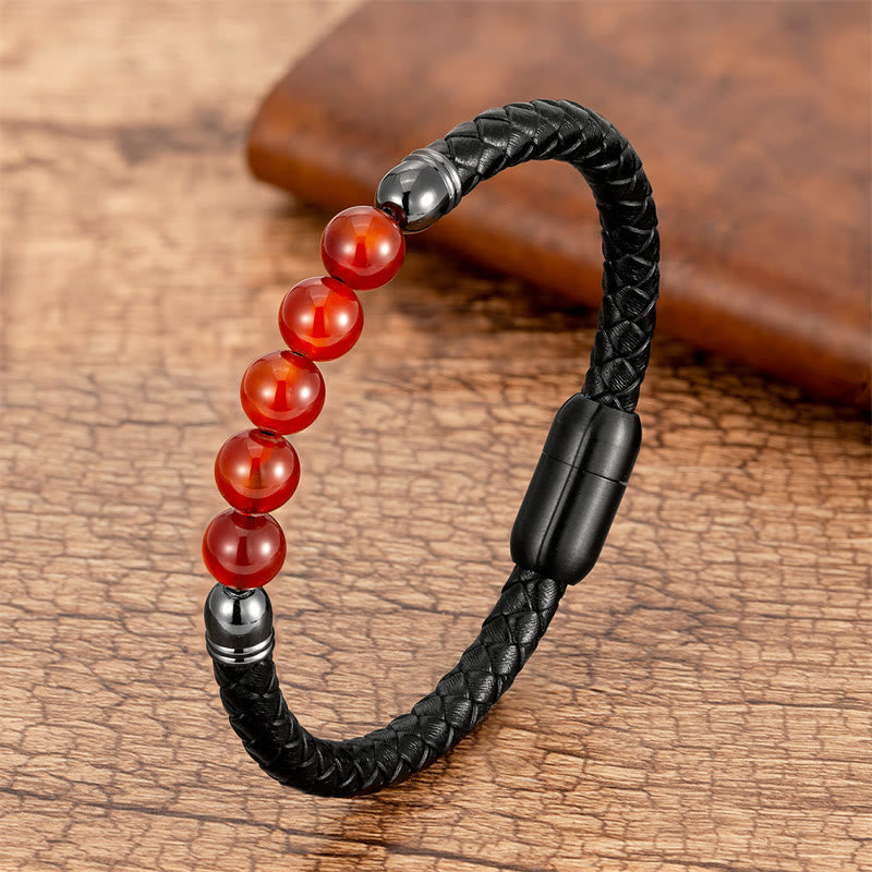 Bracelet en cuir de protection multi-pierres