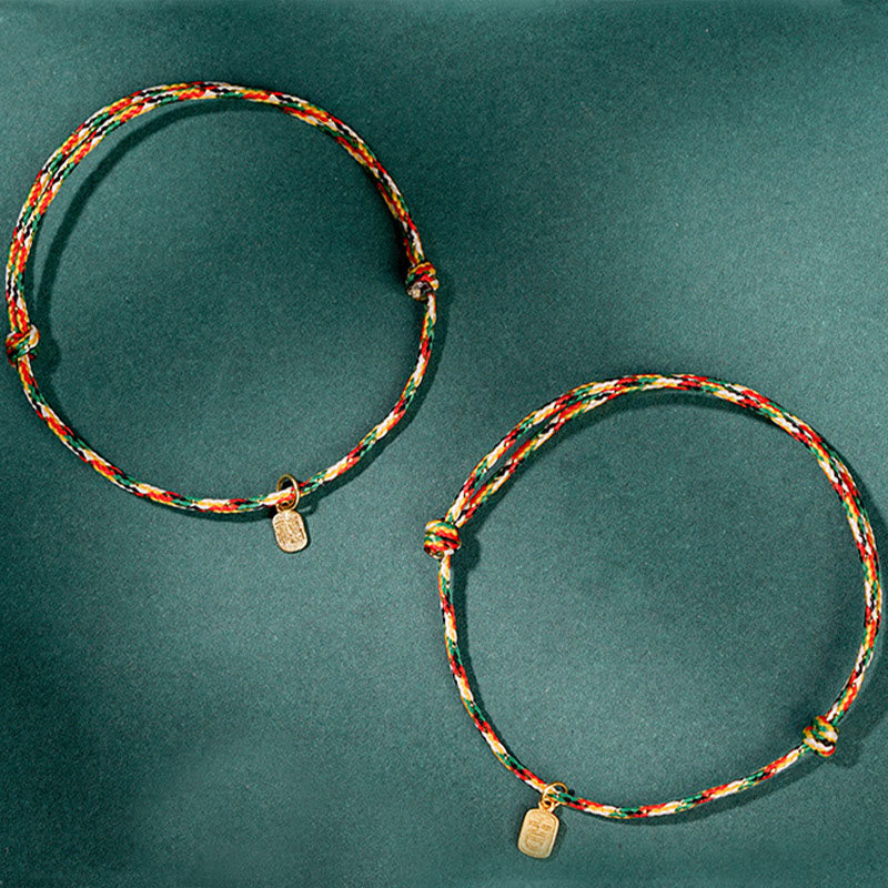 Bracelet spirituel multicolore avec personnage Fu pour la paix et la joie