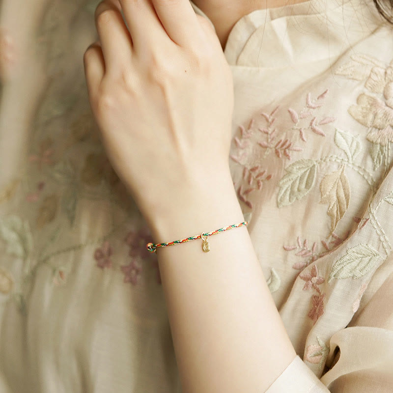 Bracelet spirituel multicolore avec personnage Fu pour la paix et la joie
