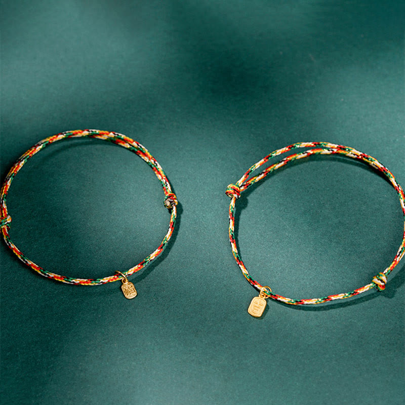 Bracelet spirituel multicolore avec personnage Fu pour la paix et la joie