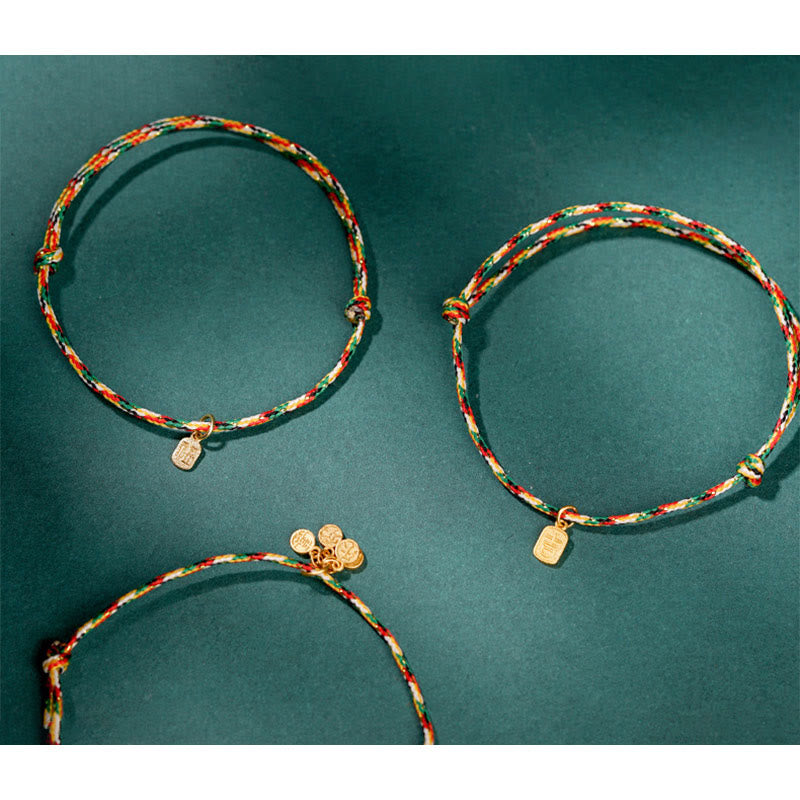 Bracelet spirituel multicolore avec personnage Fu pour la paix et la joie
