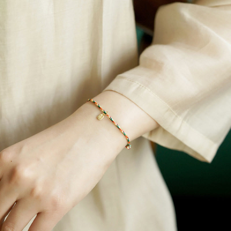 Bracelet spirituel multicolore avec personnage Fu pour la paix et la joie