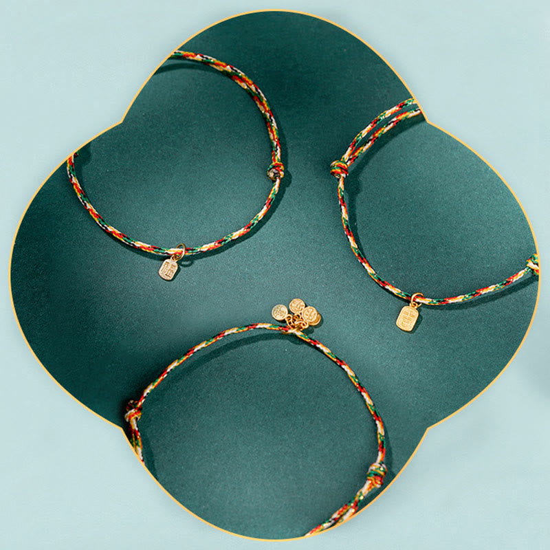 Bracelet spirituel multicolore avec personnage Fu pour la paix et la joie