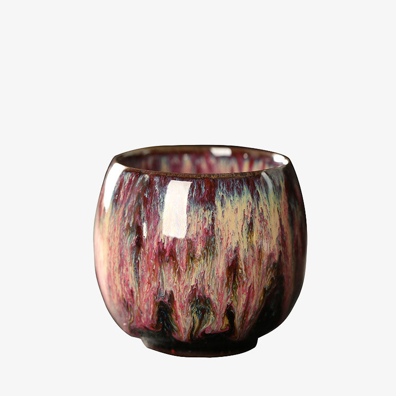 Tasse à thé en céramique Jianzhan multicolore, changement de four, 110 ml