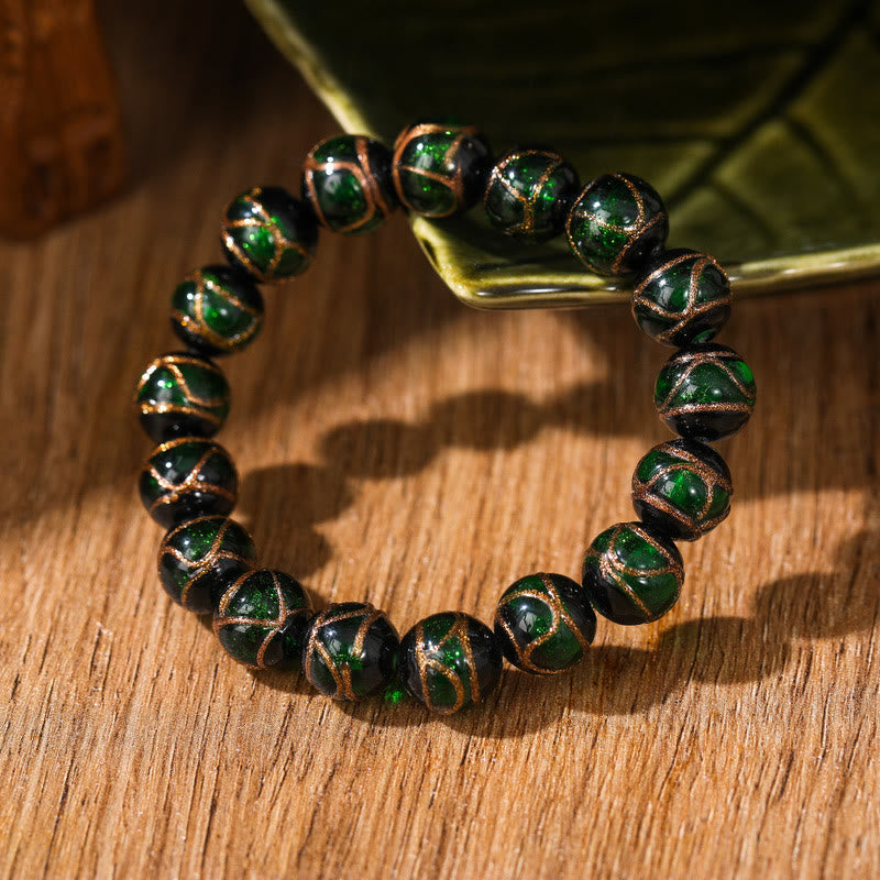 Bracelet spirituel en perles de verre Liuli multicolores 8 mm