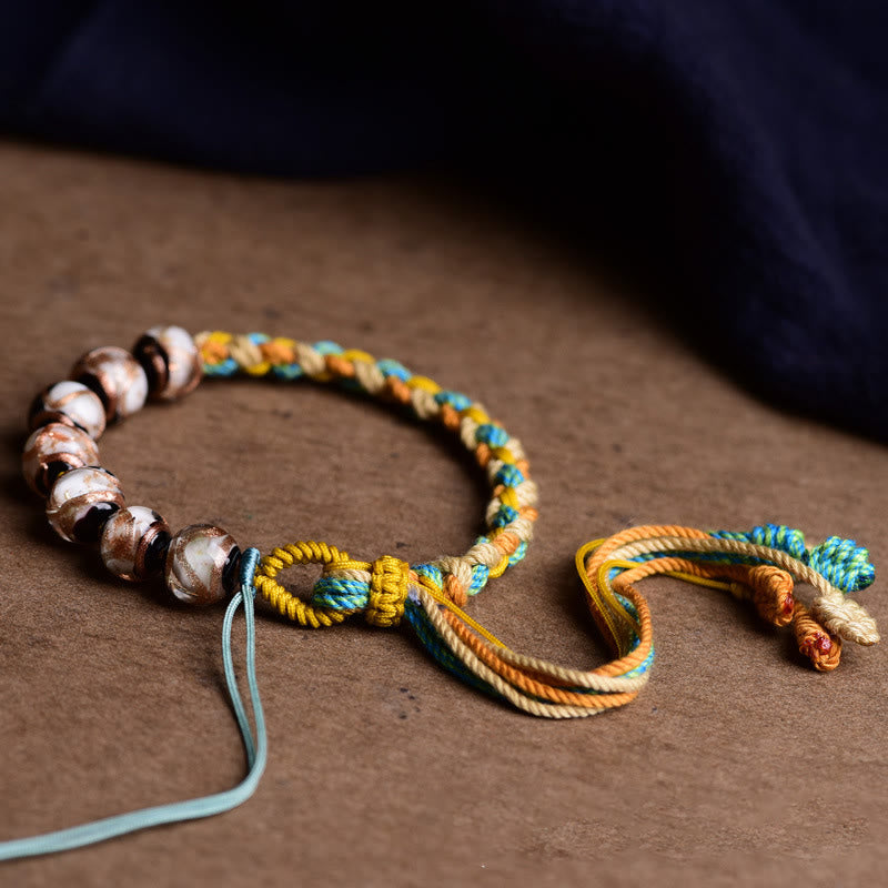 Bracelet unisexe en perles spirituelles multicolores en verre Liuli