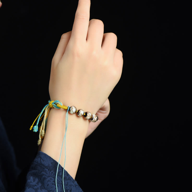 Bracelet unisexe en perles spirituelles multicolores en verre Liuli