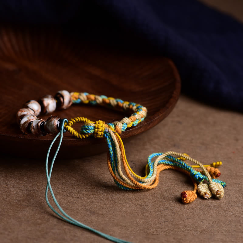 Bracelet unisexe en perles spirituelles multicolores en verre Liuli
