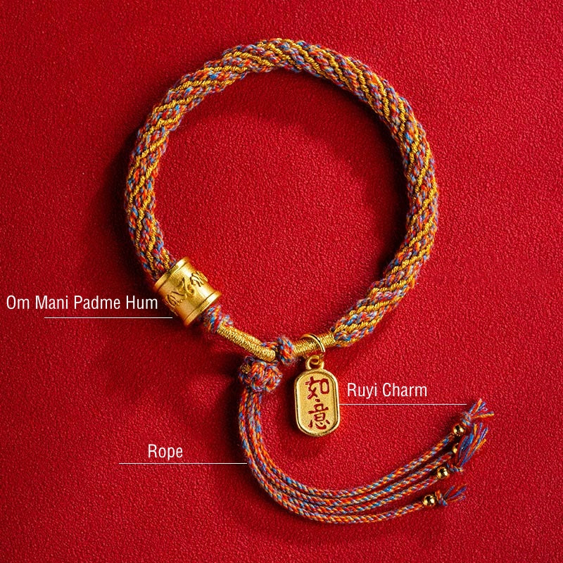 Bracelet tibétain multicolore Om Mani Padme Hum pour le bien-être spirituel