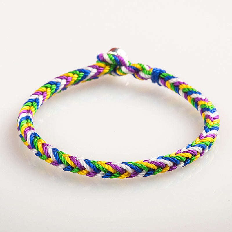 Bracelet porte-bonheur en fil rouge multicolore | Protection | Sons de guérison