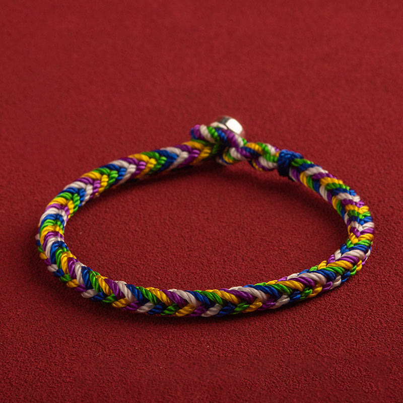 Bracelet porte-bonheur en fil rouge multicolore | Protection | Sons de guérison