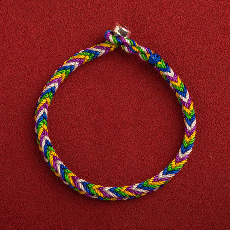 Bracelet porte-bonheur en fil rouge multicolore | Protection | Sons de guérison
