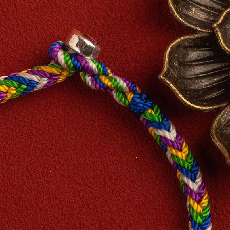 Bracelet porte-bonheur en fil rouge multicolore | Protection | Sons de guérison