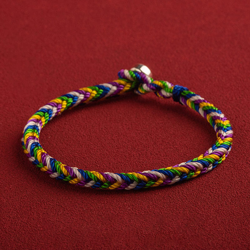 Bracelet porte-bonheur en fil rouge multicolore | Protection | Sons de guérison