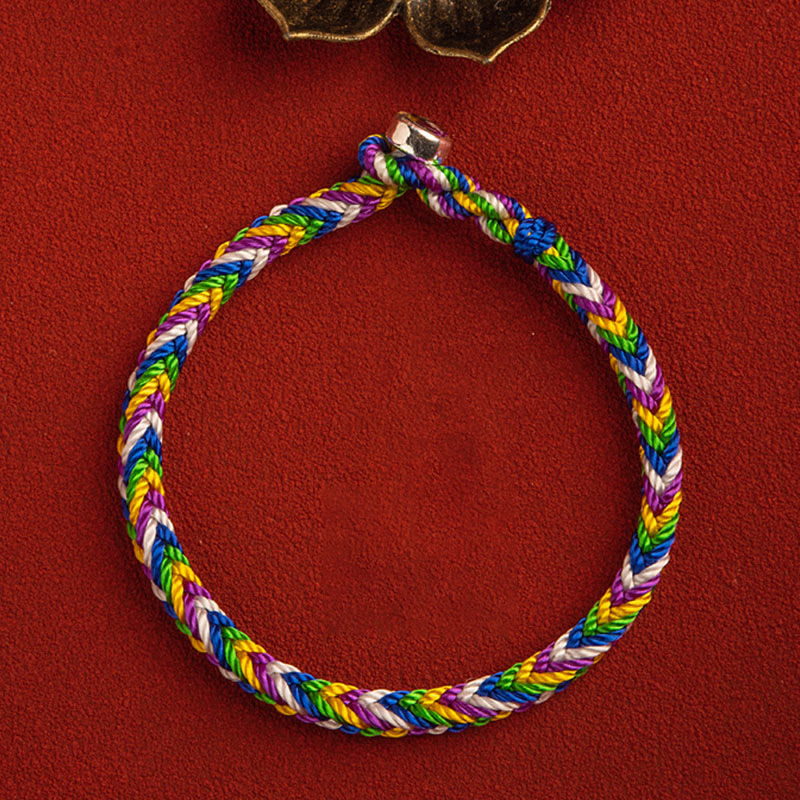 Bracelet porte-bonheur en fil rouge multicolore | Protection | Sons de guérison