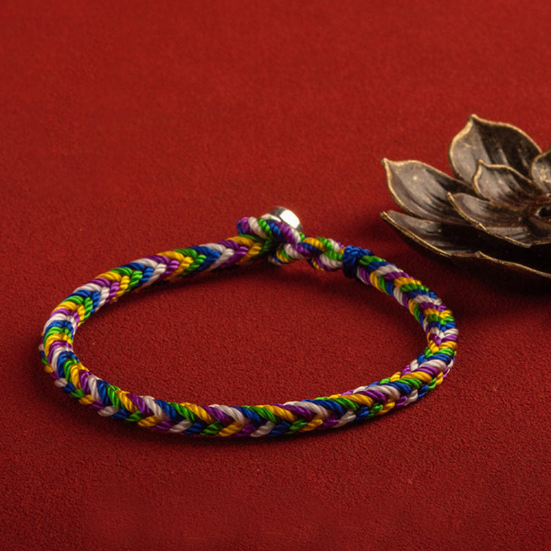 Bracelet porte-bonheur en fil rouge multicolore | Protection | Sons de guérison