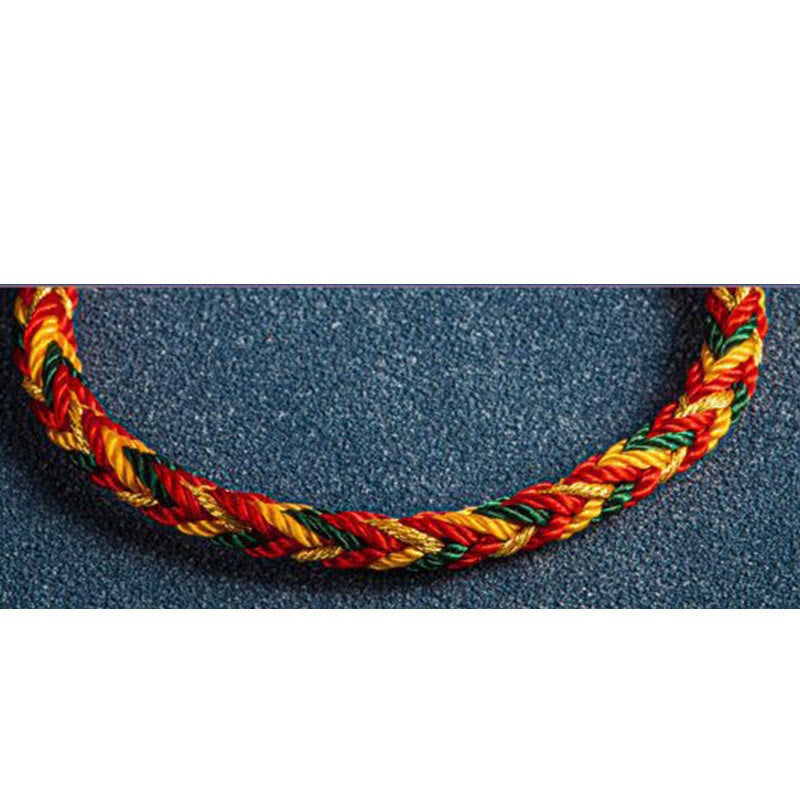 Bracelet de protection en fil rouge multicolore avec breloque en argent