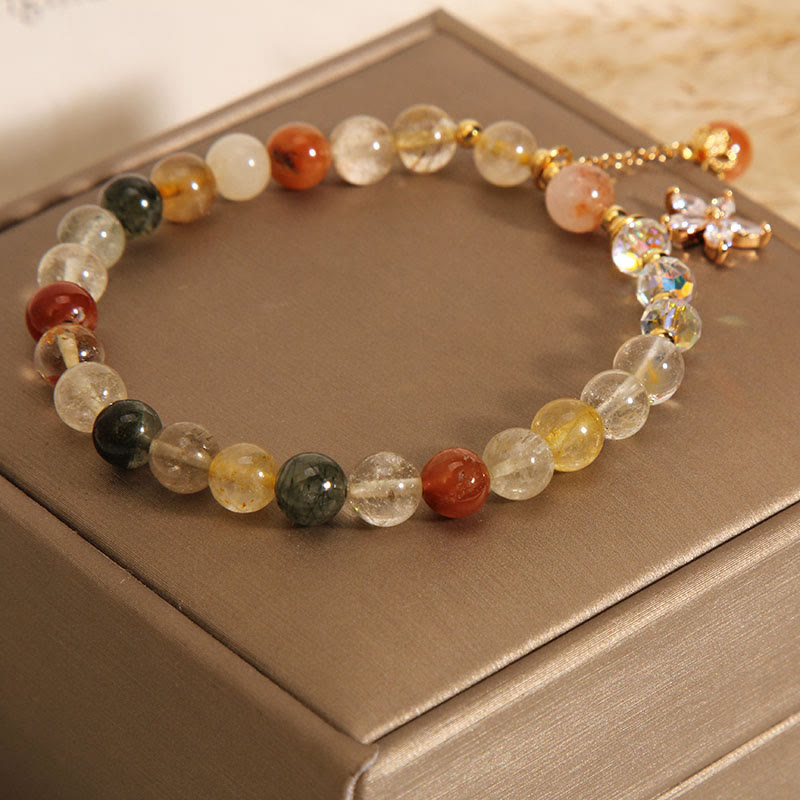 Bracelet de bon augure en quartz rutile multicolore