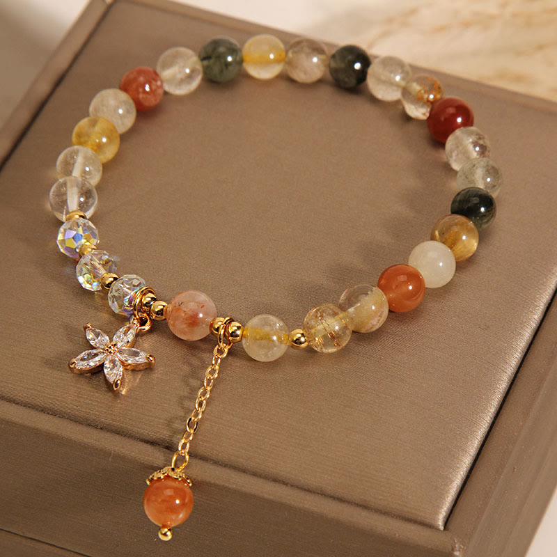 Bracelet de bon augure en quartz rutile multicolore