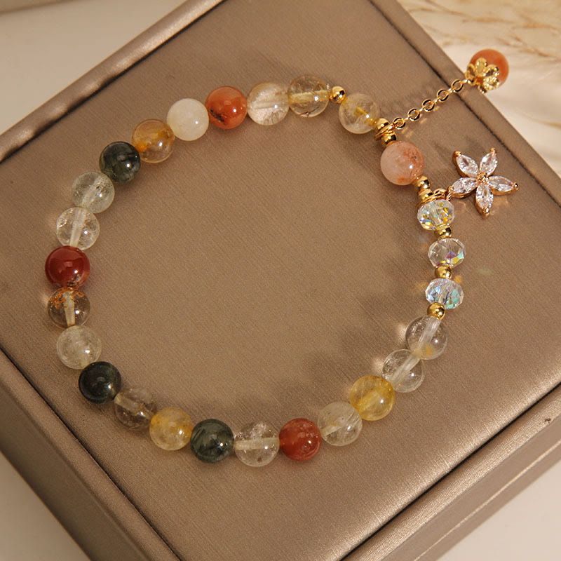 Bracelet de bon augure en quartz rutile multicolore