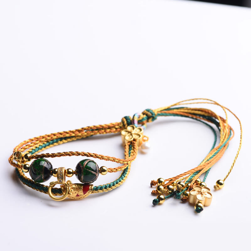 Bracelet de protection spirituelle multicouche en perles de verre Liuli