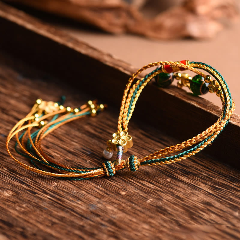 Bracelet de protection spirituelle multicouche en perles de verre Liuli