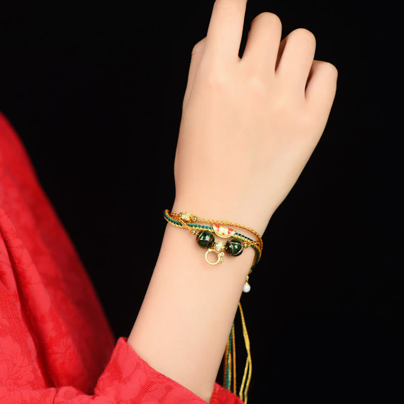 Bracelet de protection spirituelle multicouche en perles de verre Liuli