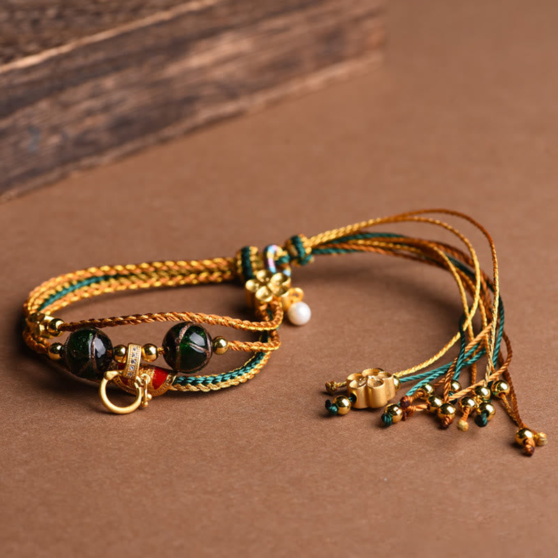 Bracelet de protection spirituelle multicouche en perles de verre Liuli