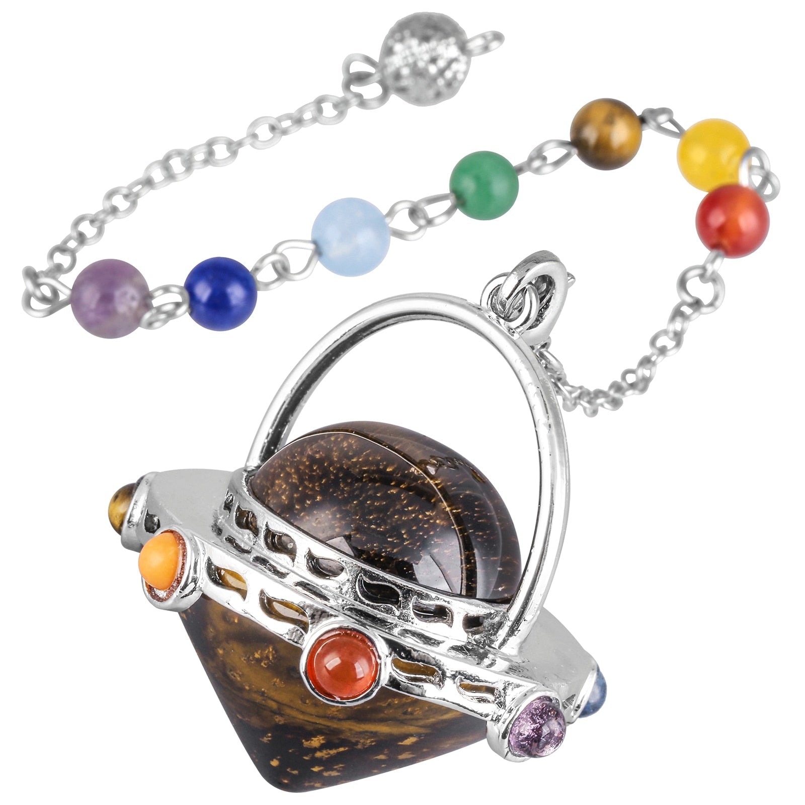 Pendule mystique en œil de tigre et améthyste