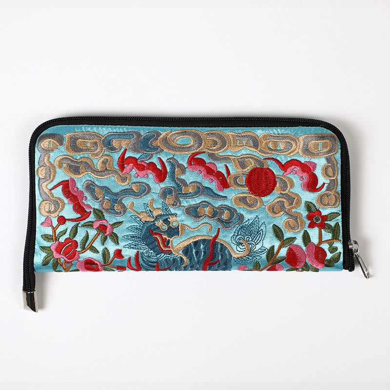Sac à main brodé Bête mythique | Dragon Phénix Qilin 23 cm