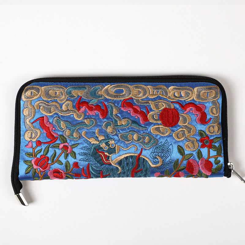 Sac à main brodé Bête mythique | Dragon Phénix Qilin 23 cm