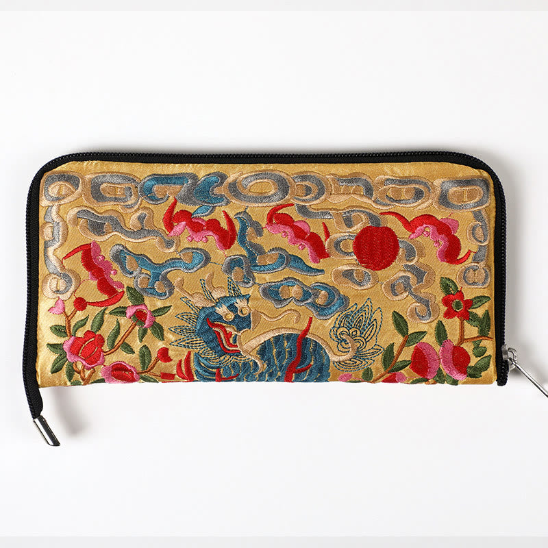 Sac à main brodé Bête mythique | Dragon Phénix Qilin 23 cm