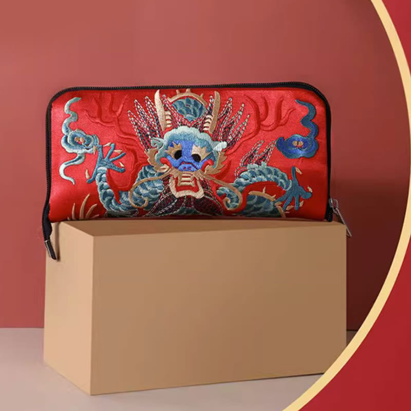 Sac à main brodé Bête mythique | Dragon Phénix Qilin 23 cm